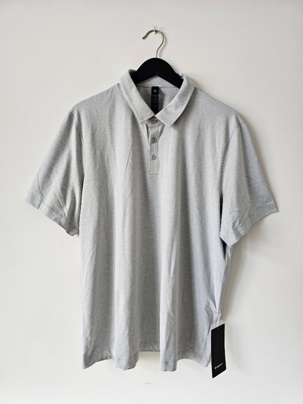 NWT LULULEMON HVPR/HSVD Heathered Grey Gray Soft Jersey SS Polo Shirt Top XXL